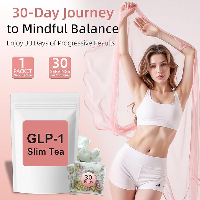 GLP-1 Herbal Tea，7 Precious Ingredients Formula to Complement Balanced Eating Habits, Yerba Mate, Cinnamon, Gardenia & More, No Sugar or Artificial Additives–30 Tea Bags (1 Pack)
