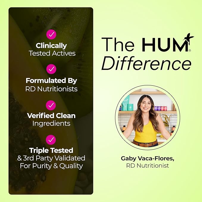 HUM The First Prebiotic Celery Juice Fiber Gummies, Supports Detoxification, A Daily Green Boost Includes Celery Juice, Chlorophyll, Prebiotic Fiber (60-Count)