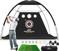 PodiuMax Golf Net, 10x7ft Golf Practice Net and Mat, Noise Reduce Target, 5 Balls, 4 Sandbags, Tee, Carry Bag, Hitting Nets for Backyard Garage, Indoor Driving Chiping, Gift for Men & Golfers