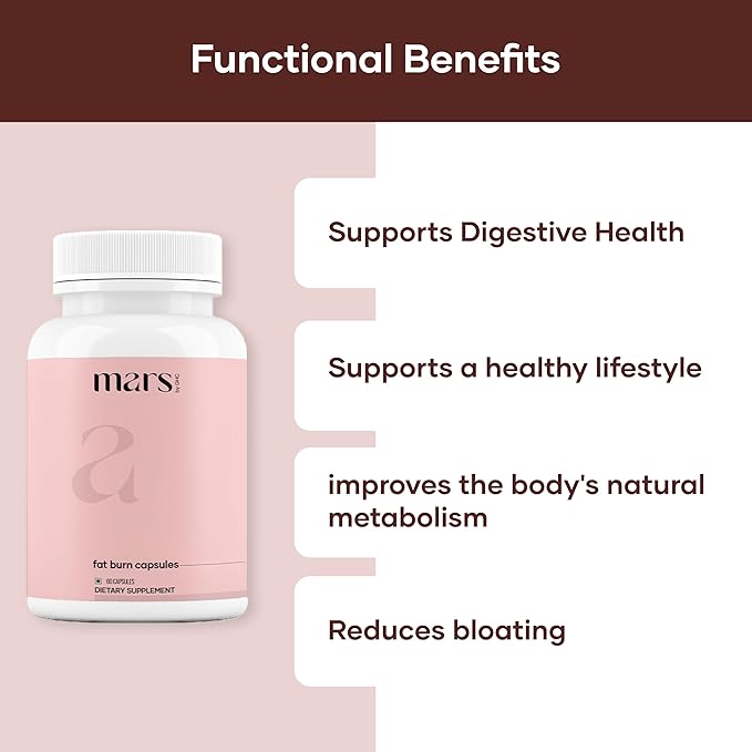 Mars Fat Burn Capsules with Psyllium Husk, Moringa & Dandelion Root – Herbal Blend for Active Routine (Pack of 1)