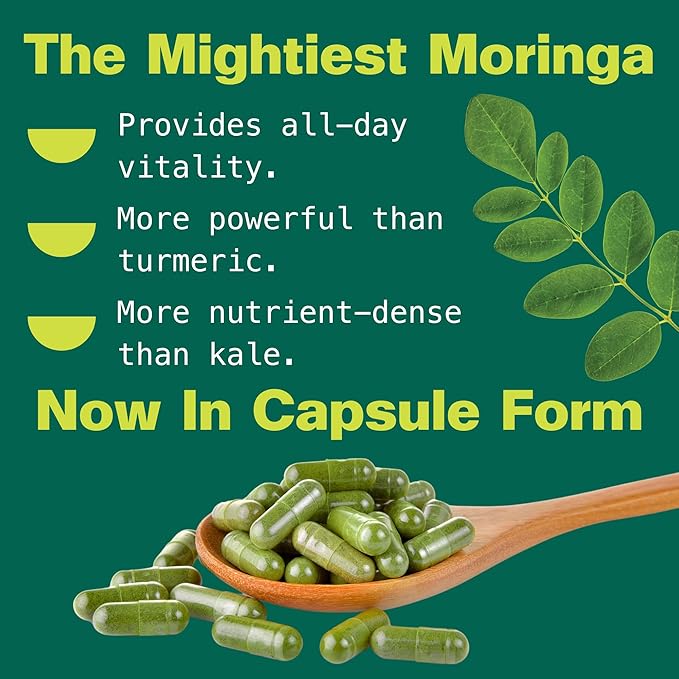 Kuli Kuli Organic Moringa Capsules [60 Count] - Premium Moringa Leaf Powder Capsules - Nutrient-Dense Superfood for Energy, Vitality, and Wellness