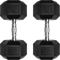 RitFit 5-650 LBS PVC Encased Hex Dumbbell Sets with Optional Rack for Home Gym, Hand weight with Chrome Handle for Strength Training, Workouts