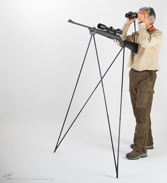 4 Stable Sticks® Essential 4 Points Bipod Shooting Sticks - Lightweight Aluminium, Extrem Stability for Hunting and Shooting, Foldable and transportable