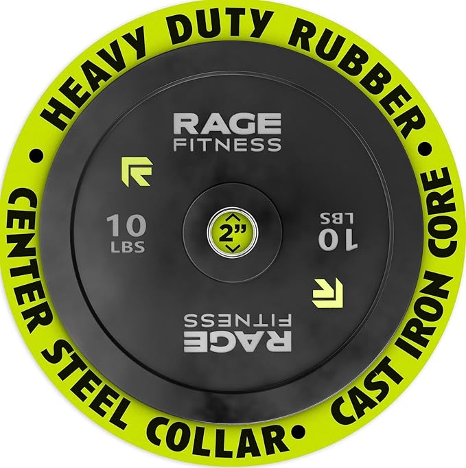 Olympic Bumper Plates, Rubber Formula With Steel Insert (10lb, 15lb, 25lb, 35lb, 45lb - SOLD INDIVIDUALLY), Olympic Weight Plates for Strength Training, Bench Press, Squats, Powerlifting