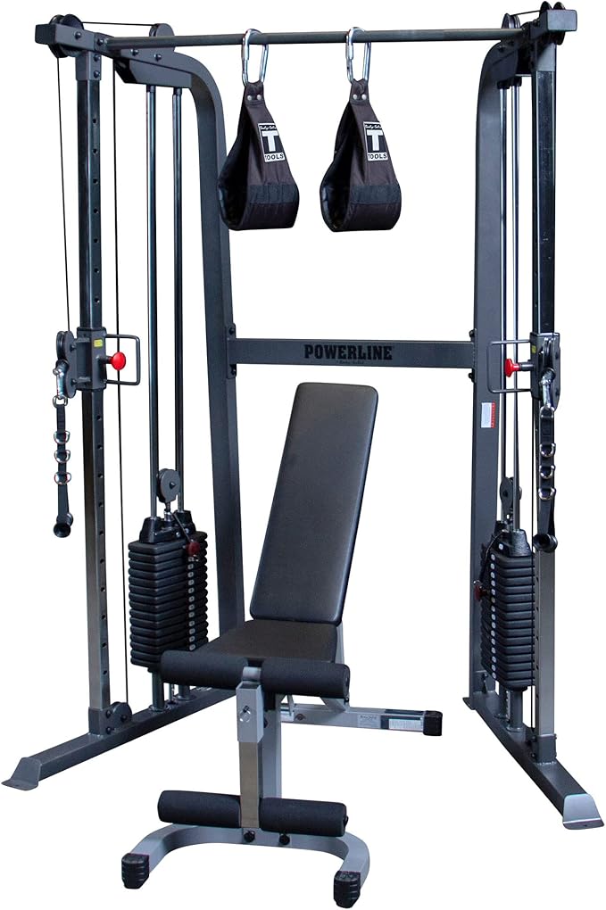 Body-Solid Powerline Cable Crossover Exercise Machine for Home & Commercial Gym, Functional Training Center with Dual Weights Stack for Cable Workout