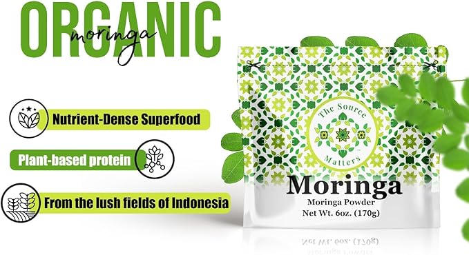 Superfood Moringa Powder – Fresh Dried Organic Moringa Leaf from Indonesia – Nutritious Greens & Complete Plant Protein – Certified USDA Organic – 170g Pouch, 42 Servings (20 Pack)