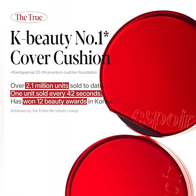 espoir [NEW] Be Velvet Cushion Foundation | Quick and Easy Coverage with Long-lasting Color by Zero Oxidation (#29 Walnut, 0.46 Ounce (Pack of 1))