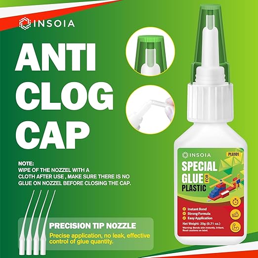 Plastic Glue, 20g Clear Super Glue for Plastics Repair and Bonding ??Quick Fix Adhesive, Heavy Duty Strong Instant Glue for Legos, Models, Toys, PLA, 3D Printing, DIY Crafts