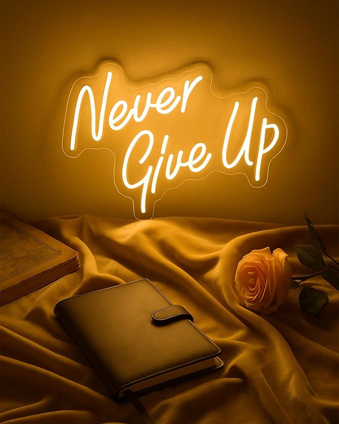YIKBIK NEVER GIVE UPLED Neon Sign for Wall Decor,Neon Lights Party Decorations, USB Powered Switch Neon Lights lighting adjustable for Office Room, Gym Room, Man Cave, Gamer Room