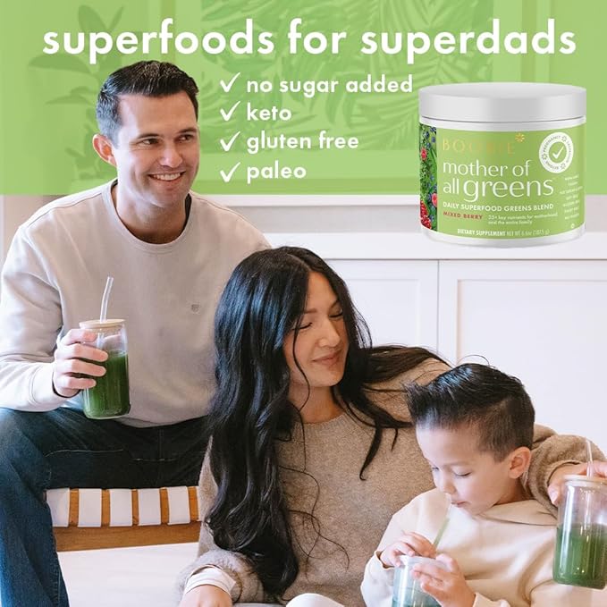 Boobie Mother of All Greens | Your New Family Ritual, Daily Super Greens Powder with 35+ Essential Nutrients for Moms & Families | Vegan, Gluten Free, & Sugar Free | Mixed Berry Flavor, 30 svgs