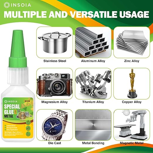 Metal Glue, 30g Heavy Duty Adhesive for Metals and Other Materials Bonding, Waterproof & Fast-Drying, Super Instant Glue for Metal Repairs, Jewelry, DIY Projects, Aluminum, Steel, and More