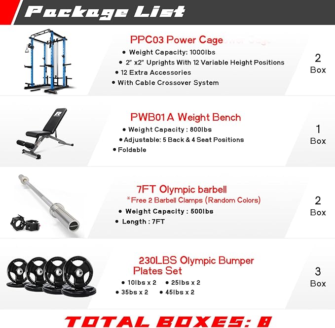 RitFit Power Cage with Optional LAT PullDown/Cable Crossover, 1000LB Squat Rack for Home & Garage Gym, with Weight Storage Rack and More Training Attachments, ASTM-Certified