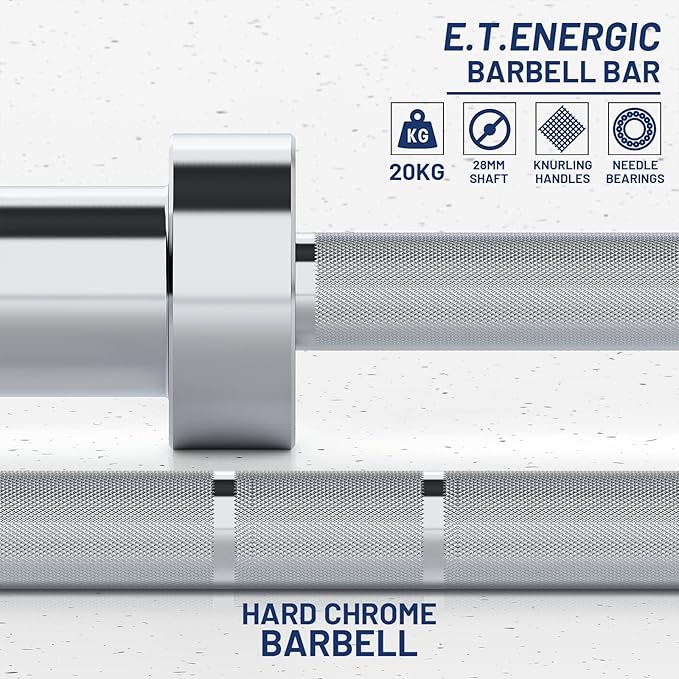7ft Olympic Barbell Bar 45LB Load 1500lbs Capacity Available, for Gym Home Exercises, Weightlifting, Powerlifting for 2" Olympic Plates