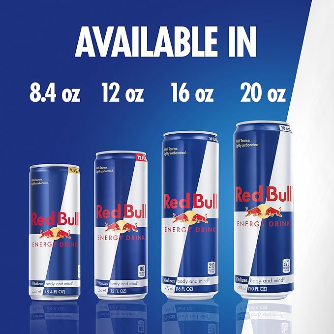 Red Bull Energy Drink with 114mg Caffeine plus Taurine & B Vitamins, 12 Fl Oz, Pack of 4 Cans