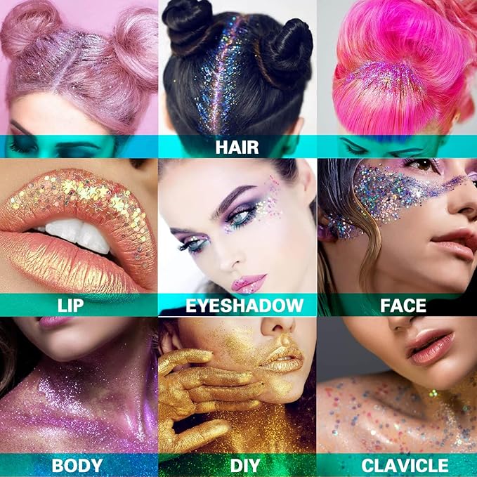 MEICOLY Chameleon Blue Body & Face Glitter Gel, Color Changing Mermaid Sparkle for Concerts & Parties, 50ml
