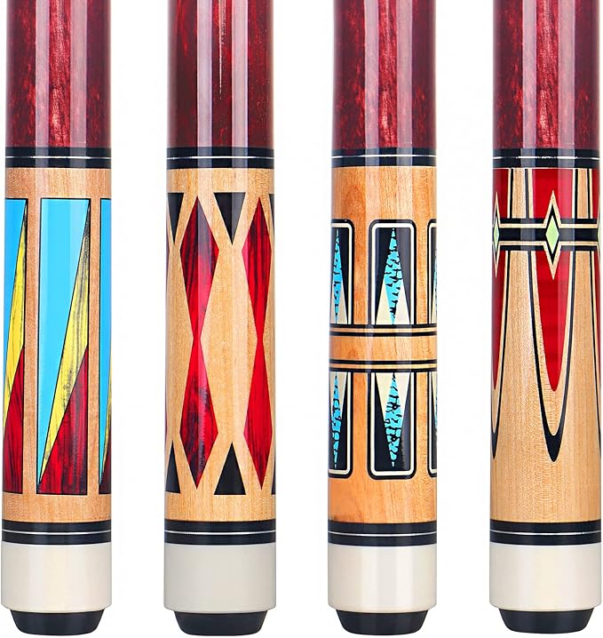 Pool Cue, 4 Pcs Pool Cue Stick 18 19 20 21 oz 4 Sets Cue Sticks 58 inch Pool Cues Adult Canadian Maple Wood Billiard Stick