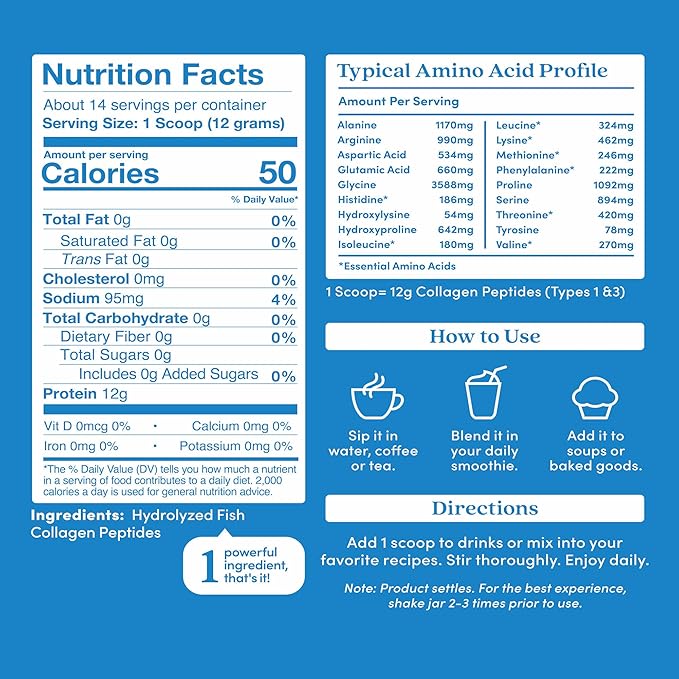 Further Food Unflavored Marine Collagen Peptides Powder, Wild Caught, Sustainable, Type 1 & 3 Collagen, Gut + Joint Support, Hair, Skin, Nails, Sugar-Free 5.93 oz