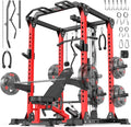 Power Cage Multi-Function Power Rack with Cable Crossover System,1800 LBS Capacity Squat Rack with Weight Bench,for Home Gym