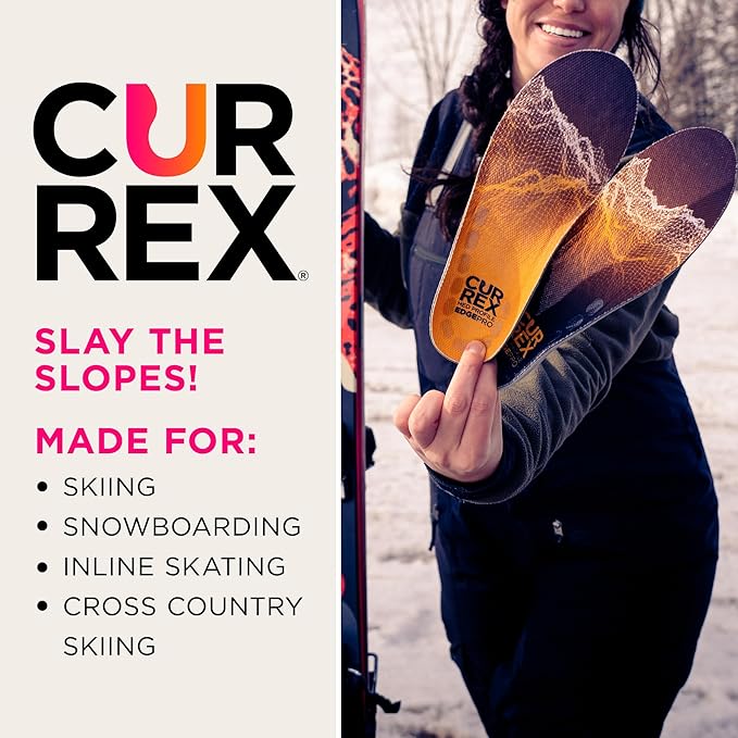 CURREX EdgePro Thermo Regulating Ski Boot Insoles for Snowboarding, Skiing, & Winter Sports ??Ski Boot Inserts with Shock Absorbing Cushioning ??for Men & Women ??High Arch, 2X