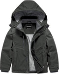 Pursky Boy's Waterproof Ski Jacket Kids Winter Snow Coats Fleece Raincoats Parka