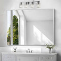 Silver Bathroom Mirror,36x48 inch Wall Mirror for Bathroom Wall Mounted,Large Rectangle Mirror for Bathroom Over Sink,Modern Metal Frame for Living Room,Bedroom Entryway,Horizontal/Vertical