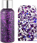 MAEPEOR Chunky Face Body Glitter Gel 19 Colors Mermaid Sequins Holographic Body Glitter Gel Long-Lasting Festival Makeup Glitter Paint for Face Body Hair Nails (30g, 06 Purple)