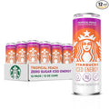 Starbucks Iced Energy Drink, Tropical Peach, Zero Sugar Energy Drink, Plant Based Caffeine, Hydration, Mental Clarity, 12 Fl Oz Cans (Pack of 12)