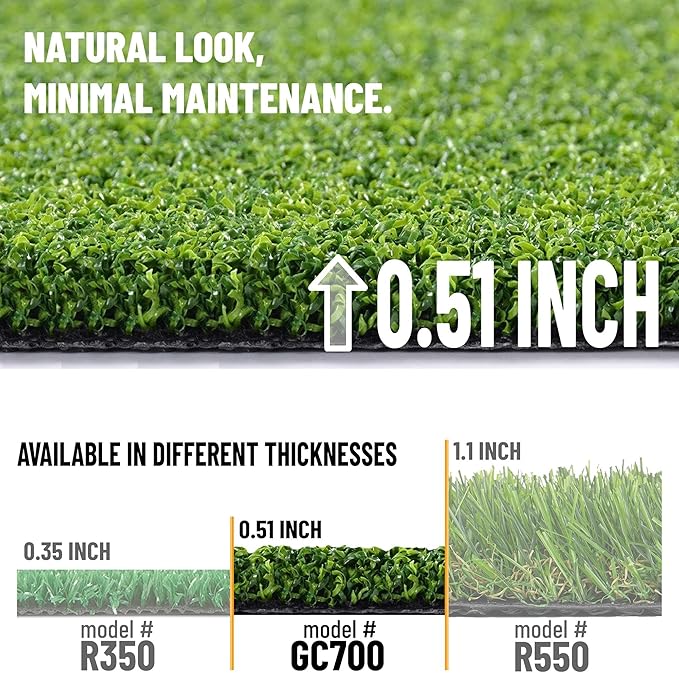 Ottomanson Artificial Turf Golf Hitting Mat 6'6" x 20' Indoor/Outdoor Waterproof Synthetic Fake Grass for Putting Practice Baseball Football Sports Gym Backyard, Custom Size 2' up to 30'