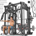 Smith Machine with Cable Crossover System, Multi-Function Power Cage Squat Rack for Home Gym, Power Rack and Packages Weight Sets.