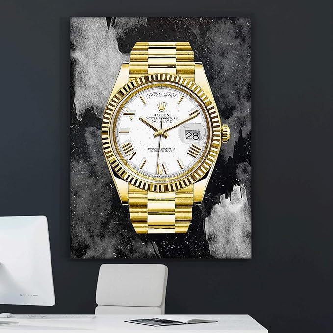 SuccessHunters Luxury Gold Watch Canvas Print Office Wall Decoration Home Decor Modern Art Prints Inspiration Motivation Inspire Entrepreneur Quote Inspirational Motivational House Decal (24" x 18")