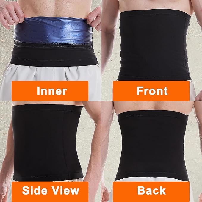 Waist Trainer for Men, Sauna Sweat Waist Trimmer for Men, Workout Sauna Slimming Belt Exercise Gym Gear