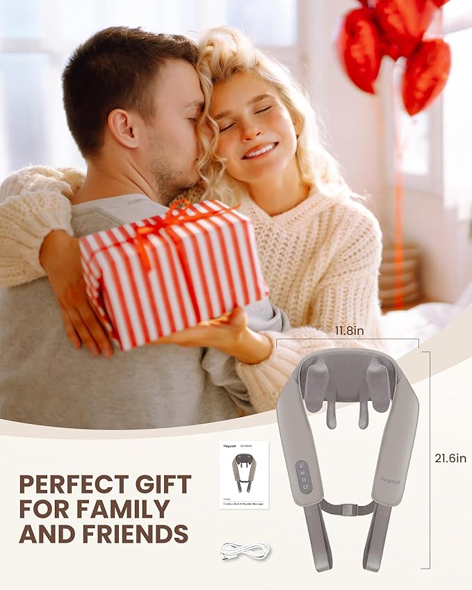 Cordless Neck Shoulder Massager with Heat, Back Massager Pillow, Gifts for Men, Women