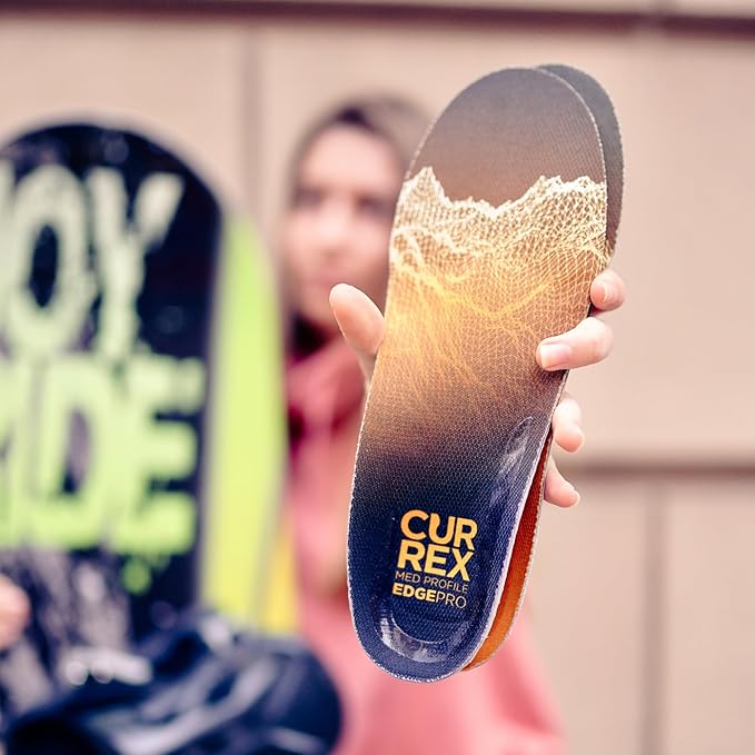 CURREX EdgePro Thermo Regulating Ski Boot Insoles for Snowboarding, Skiing, & Winter Sports ??Ski Boot Inserts with Shock Absorbing Cushioning ??for Men & Women ??Medium Arch, Small