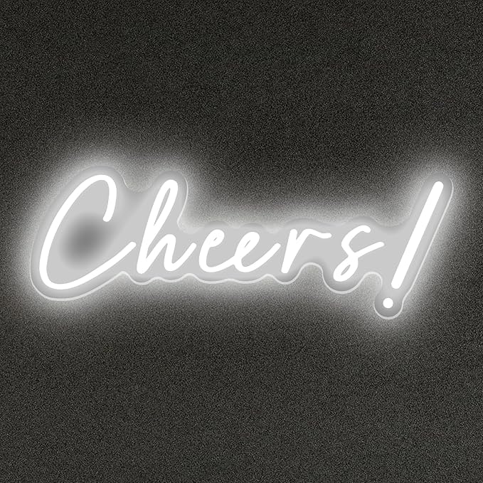 Cheers Neon Signs Cheer Sign for Bar Light Sign for Wall Decor USB Powered Neon Sign for Bar Club Gaming Room Home Birthday Party Decor Sign Gift White (18.5 * 6.69in)