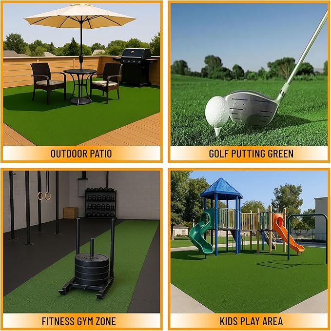 Ottomanson Artificial Turf Golf Hitting Mat 3' x 14' Indoor/Outdoor Waterproof Synthetic Fake Grass for Putting Practice Baseball Football Sports Gym Backyard, Custom Size 2' up to 30'