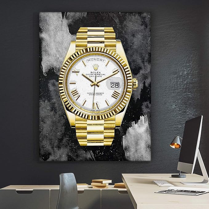 SuccessHunters Luxury Gold Watch Canvas Print Office Wall Decoration Home Decor Modern Art Prints Inspiration Motivation Inspire Entrepreneur Quote Inspirational Motivational House Decal (48" x 36")