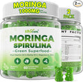 Organic Moringa Spirulina Gummies, Rich in Antioxidants, Essential Vitamins & Amino Acids, Pure Moringa Oleifera Leaves with Wheatgrass & Chlorella for Energy & Immunity, Green Superfood, 120 Cts