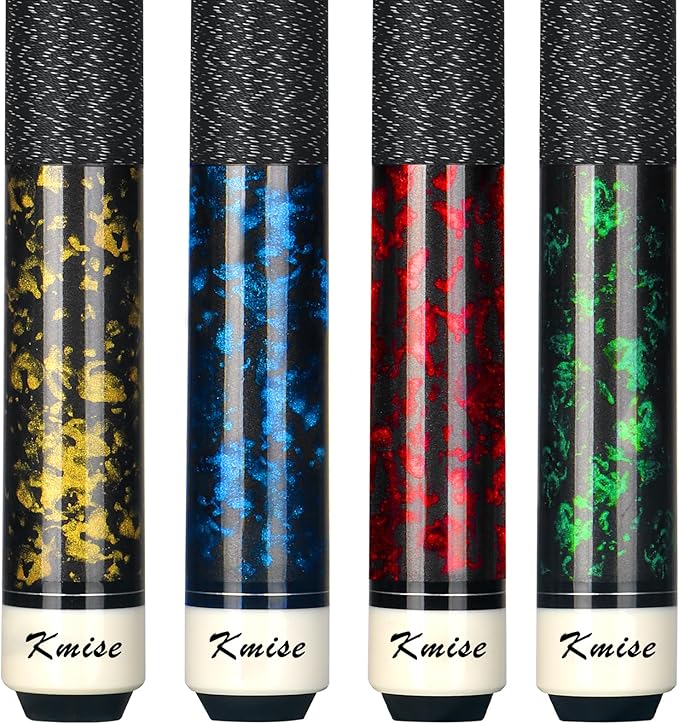 Kmise Pool Cue Stick Set, Canadian Maple 58 Inch 18 19 20 21oz 13mm Tips, New Upgraded Irish Linen Wire Grip Billiard Table Cues Sticks, 4 Colors Optional, W/Chalk, Gloves for Bar Professional Adults