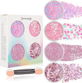 Pink Face Glitter Gel,10g/pc 4 Styles Body Glitter Mermaid Costume for Kids,Singer Concert Outfit for Women,Sparkling Hair Glitter Makeup Rave Festival Accessories,40g/1.41 oz