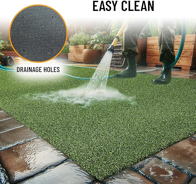 Ottomanson Artificial Turf Golf Hitting Mat 6'6" x 24' Indoor/Outdoor Waterproof Synthetic Fake Grass for Putting Practice Baseball Football Sports Gym Backyard, Custom Size 2' up to 30'
