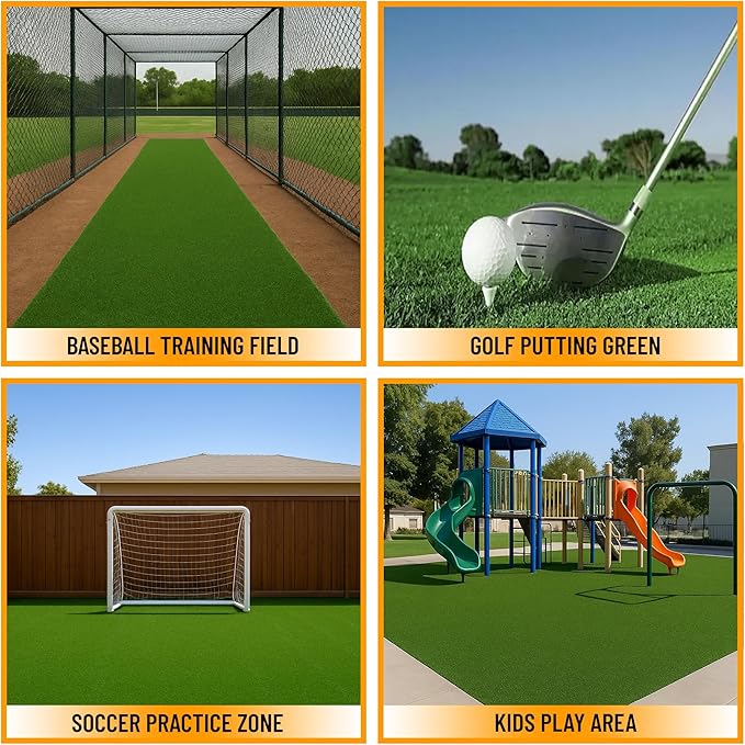 Ottomanson Artificial Turf Golf Hitting Mat 5' x 6'6" Indoor/Outdoor Waterproof Synthetic Fake Grass for Putting Practice Baseball Football Sports Gym Backyard, Custom Size 2' up to 30'