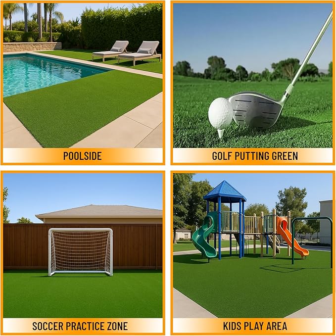 Ottomanson Artificial Turf Golf Hitting Mat 6'6" x 30' Indoor/Outdoor Waterproof Synthetic Fake Grass for Putting Practice Baseball Football Sports Gym Backyard, Custom Size 2' up to 30'