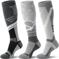 3 Pairs Merino Wool Ski Socks Thermal Warm Winter Thick Knee High Snowboarding Skiing Socks for Women Men