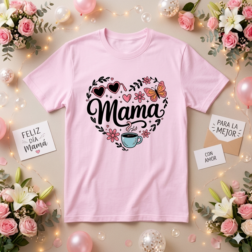 Heart Flower Butterfly & Coffee Mama T-Shirt