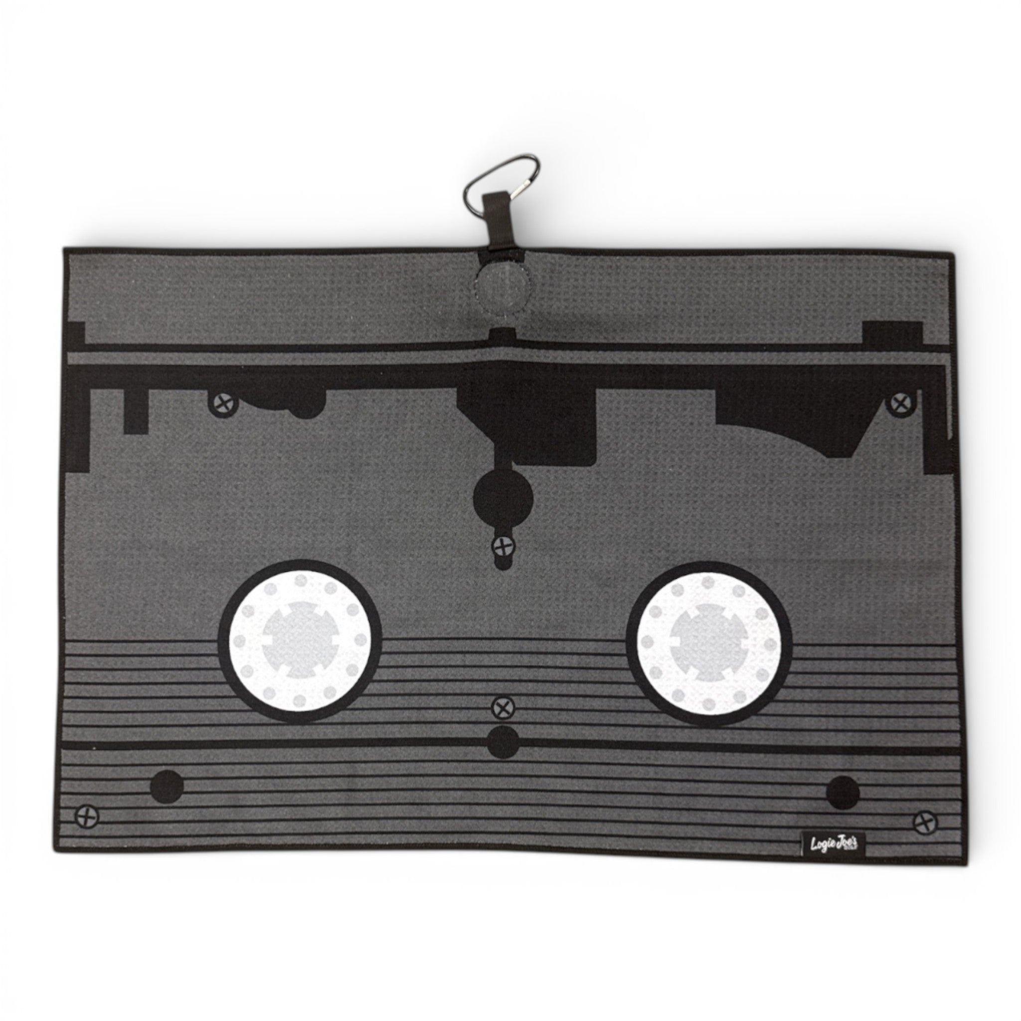 VHS Tape Golf Towel | Premium Double-Sided Microfiber | Heavy-Duty Magnetic Towel with Carabiner Clip | 24 x 16 in