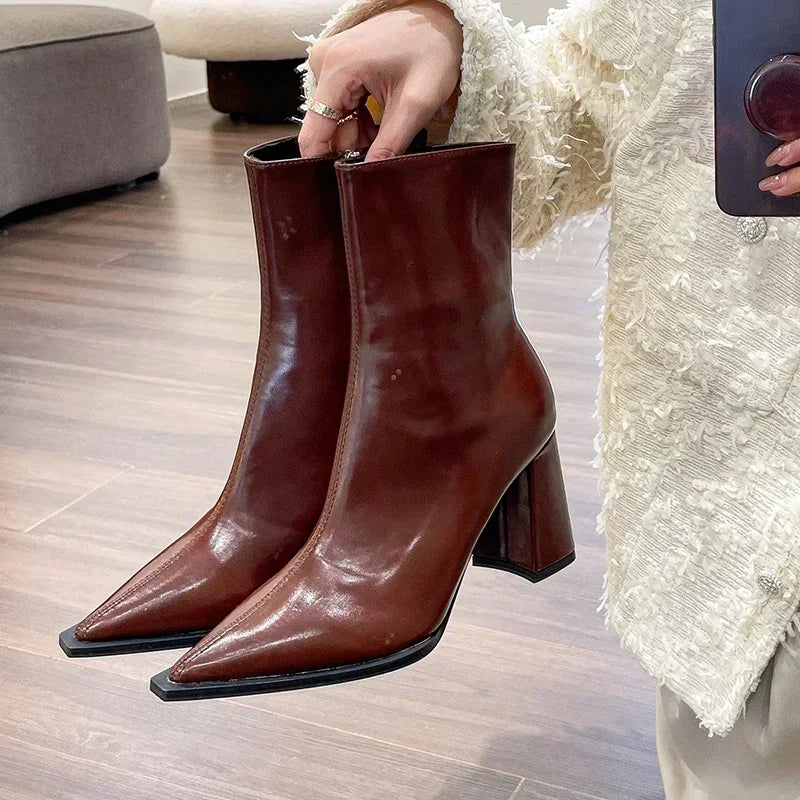 Designer Ankle Boots  Plush Lining  High Heel