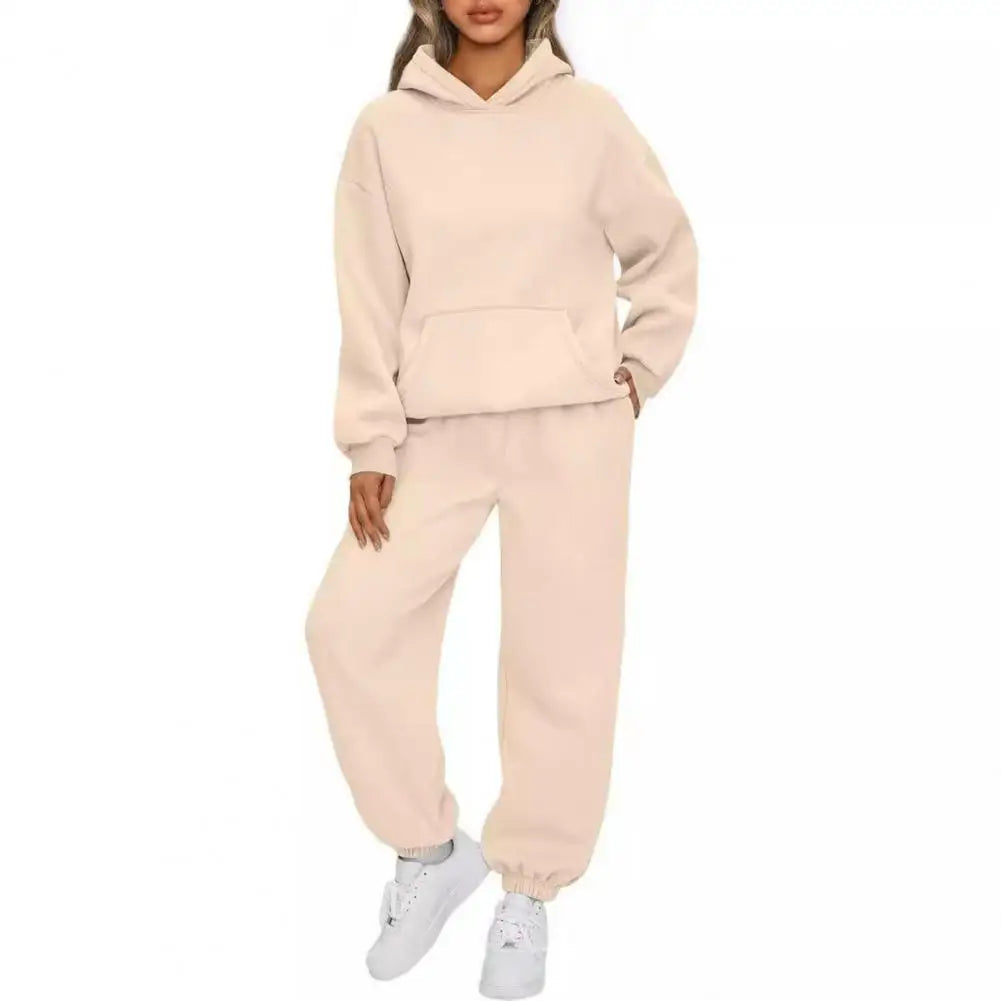 Women's 2 Piece Winter Hoodie and Sweatpants Set With Pokckets