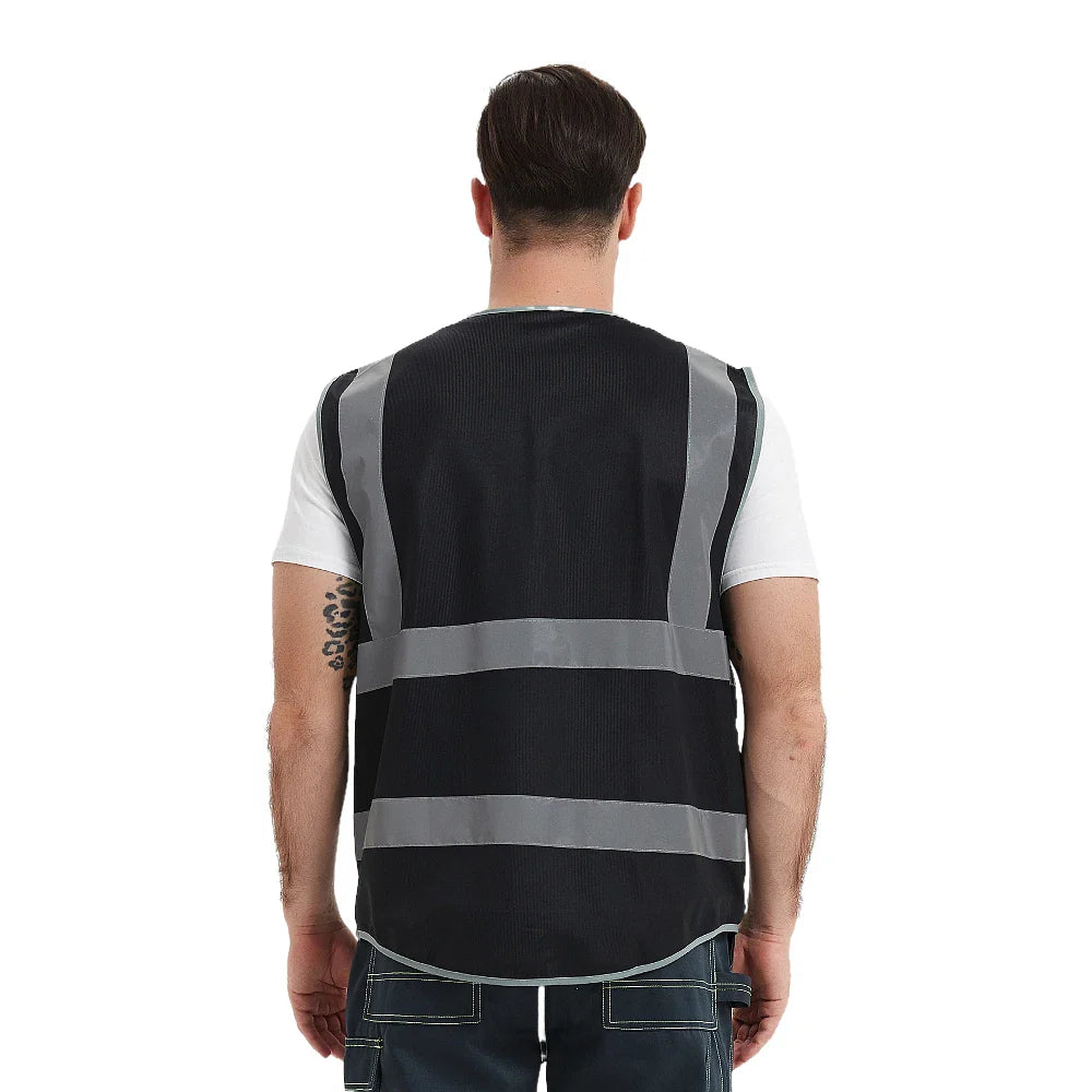 Heavy Duty Reflective Safety Vest with 9 Pockets and Zippers
