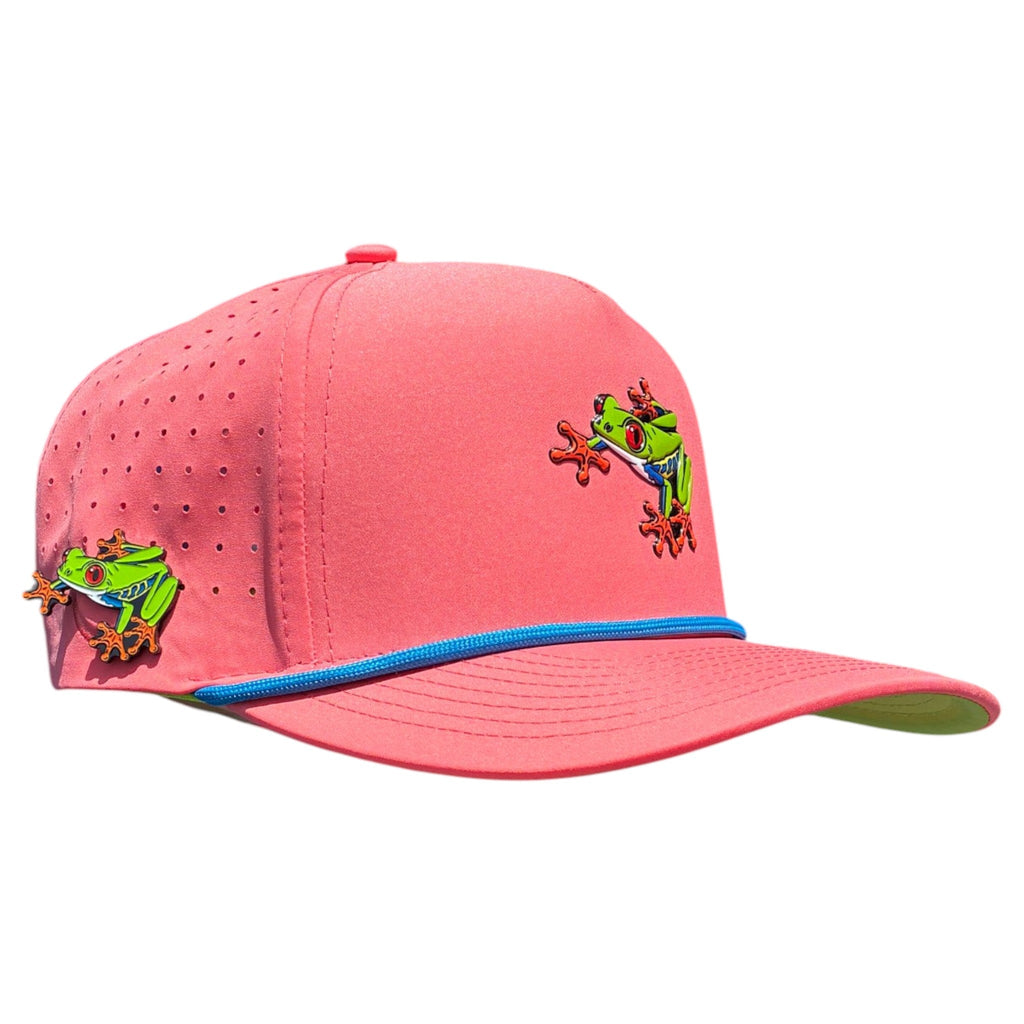 Tree Frog Golf Hat | Snapback Cap | Built-in Magnetic Ball Marker Holder + Marker Included | Adjustable | Red Eyed