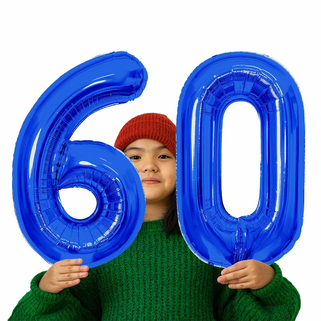 SINBEE 40 Inch Navy Blue 60 Number Jumbo Mylar Foil Balloon 2 Pack